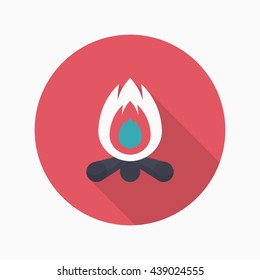 Campfire icon, Vector flat long shadow design. EPS10