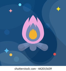 Campfire icon, Vector flat long shadow design. EPS10