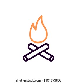 Campfire Icon Vector Illustration in Line Style for Any Purpose