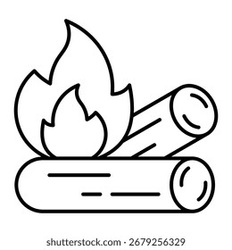 Estilo de linha de ilustração vetorial do ícone Campfire