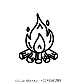campfire icon vector, line style icon