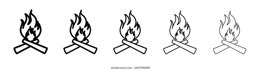 Ícone Campfire símbolo de contorno de vetor ou ilustração