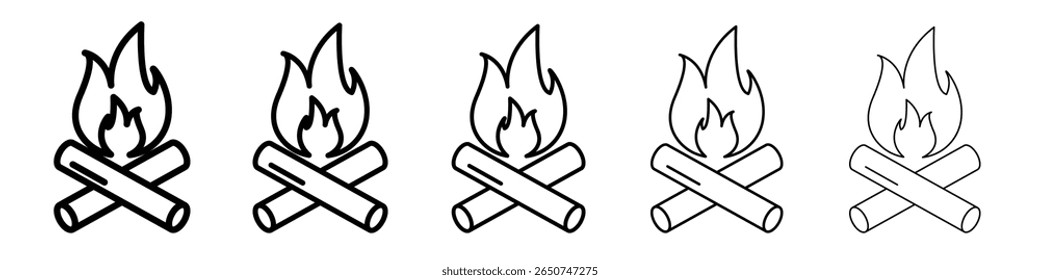 Ícone Campfire símbolo de contorno de vetor ou ilustração
