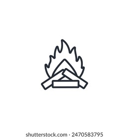Lagerfeuer-Symbol. Vektorgrafik.Editierbarer Strich.Lineares Stilzeichen zur Verwendung Webdesign,Logo.Symboldarstellung.