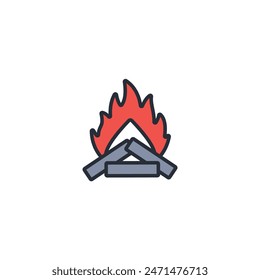 campfire icon. vector.Editable stroke.linear style sign for use web design,logo.Symbol illustration.