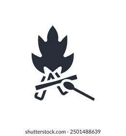 campfire icon. vector.Editable stroke.linear style sign for use web design,logo.Symbol illustration.