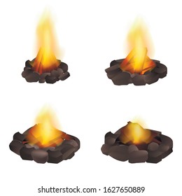 Campfire icons set. Realistic set of campfire vector icons for web design isolated on white background