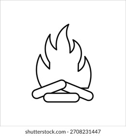 campfire icons. simple line vector