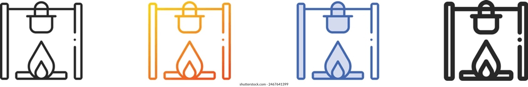 campfire icon.Thin Linear, Gradient, Blue Stroke and bold Style Design Isolated On White Background