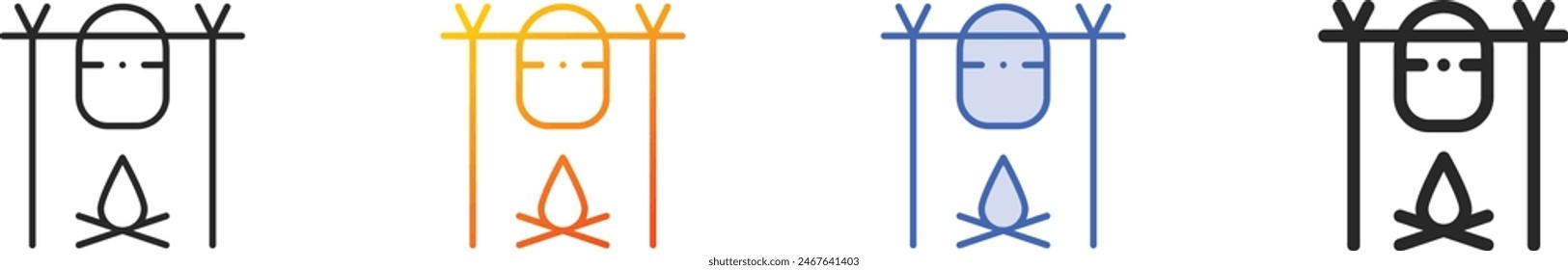 campfire icon.Thin Linear, Gradient, Blue Stroke and bold Style Design Isolated On White Background
