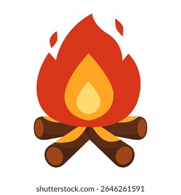 Campfire Illustration with Burning Flame