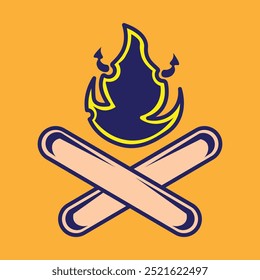 Campfire illustration vector design with colorful orange background and simple style. suitable for logos, icons, posters, advertisements, banners, companies, t-shirt designs, stickers, websites.