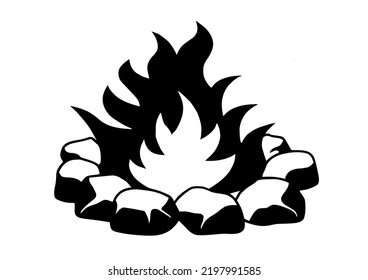 Campfire, Isolated on white background 