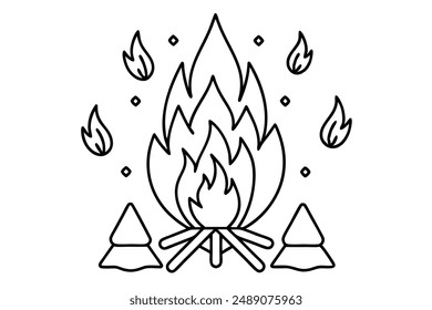 Campfire Line Art Design Illustration Minimalist Artwork