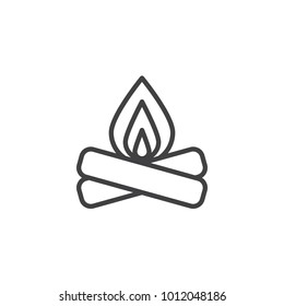 Campfire line icon, outline vector sign, linear style pictogram isolated on white. Fire flame, bonfire symbol, logo illustration. Editable stroke