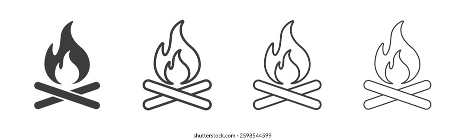 Campfire line icon vector illustration set.