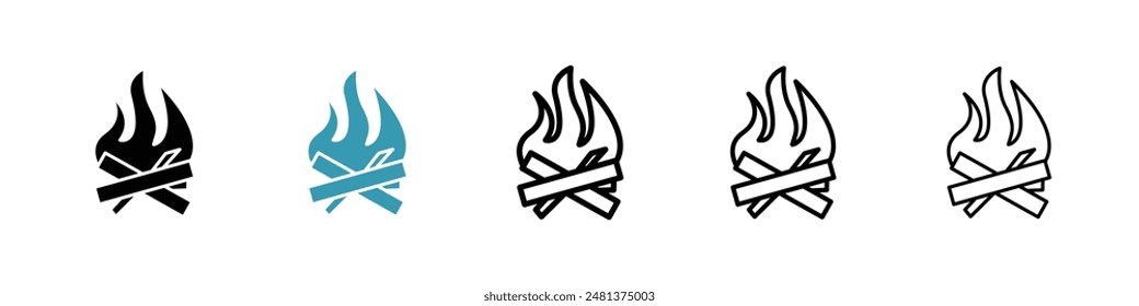 Campfire line icon vector set.