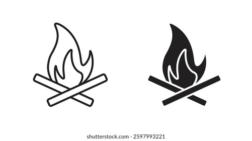 Campfire line icon vector set.