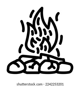 vector de icono de línea de fuego. signo de fogata. símbolo de contorno aislado ilustración negra