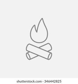 Campfire line icon for web, mobile and infographics. Vector dark grey icon isolated on light grey background.