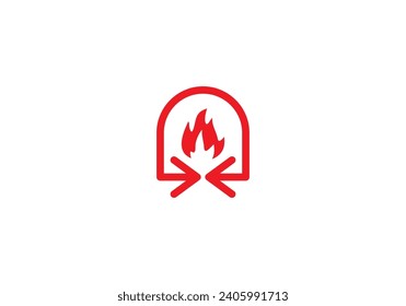 campfire logo design, bonfire burning on firewood