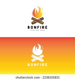Diseño De Logotipos De Fogata, Vector De Camping, Fuego De Madera Y Diseño Forestal