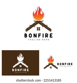 Diseño De Logotipos De Fogata, Vector De Camping, Fuego De Madera Y Diseño Forestal