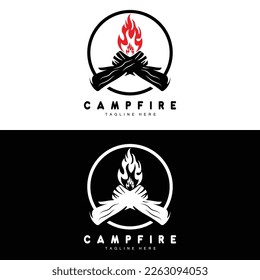 Diseño De Logotipos De Fogata, Vector De Camping, Fuego De Madera Y Diseño Forestal