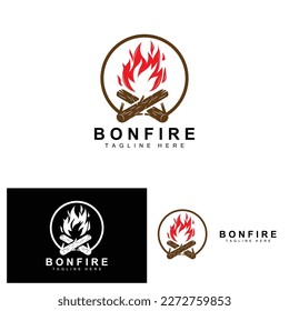 Campfire Logo Design, Camping Vector, Wood Fire And Forest Design