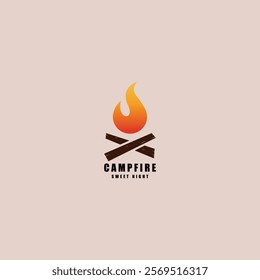 Campfire logo design with firewood