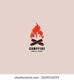 Campfire logo design with firewood