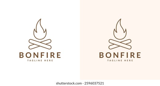 campfire logo line art icon vector illustration