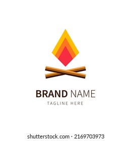 campfire logo for a mountain camping adventure vector