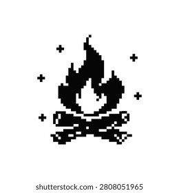 Campfire with logs pixel art