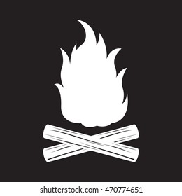 Campfire monochrome vector illustration in black background