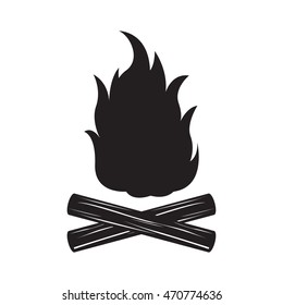 Campfire monochrome vector illustration in white background