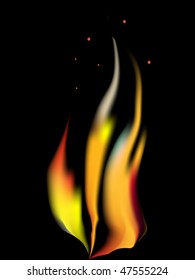 campfire on black background