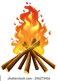 Campfire on white background illustration