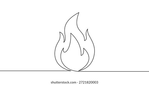 Campfire em um estilo de arte de linha. Desenho Campfire com traço preto editável em um fundo branco. Ilustração vetorial.