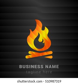 Campfire Orange, Yellow and Black silk fashion premium icon / Logo