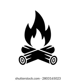 Campfire Outdoor Camping Adventure Solid Silhouette Icon Design Collection