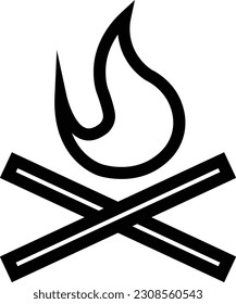 Campfire outline icon. Adventure icon set. Line with Editable stroke. Vector illustration isolated on white background.