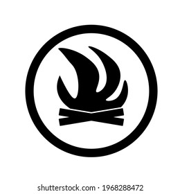 Campfire outline vector icon. Inferno. Fire. Burn and explosion. Flammable warning. Fiery energy power. Flat simple line design illustration