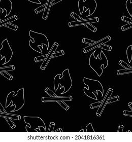 Campfire pattern repeat seamless in black color for any design. Vector geometric illustration