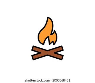 Campfire premium line icon. Simple high quality pictogram. Modern outline style icons. Stroke vector illustration on a white background. 