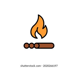Campfire premium line icon. Simple high quality pictogram. Modern outline style icons. Stroke vector illustration on a white background. 