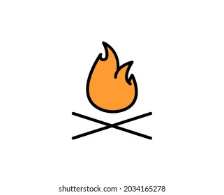 Icono de línea premium de Fogata. Pictograma sencillo de alta calidad. Iconos modernos de estilo de contorno. Ilustración vectorial de trazo sobre un fondo blanco. 