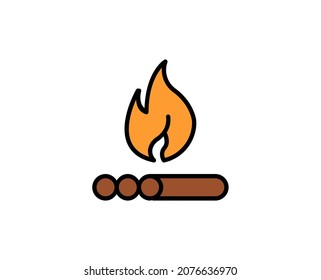 Campfire Premium Line Symbol. Einfaches hochwertiges Piktogramm. Moderne Kontursymbole. Schlagt Vektorgrafik auf weißem Hintergrund. 