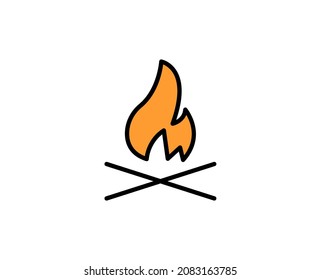Campfire premium line icon. Simple high quality pictogram. Modern outline style icons. Stroke vector illustration on a white background. 