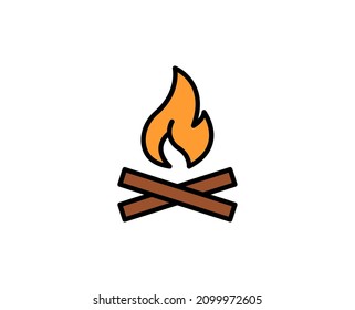 Campfire premium line icon. Simple high quality pictogram. Modern outline style icons. Stroke vector illustration on a white background. 